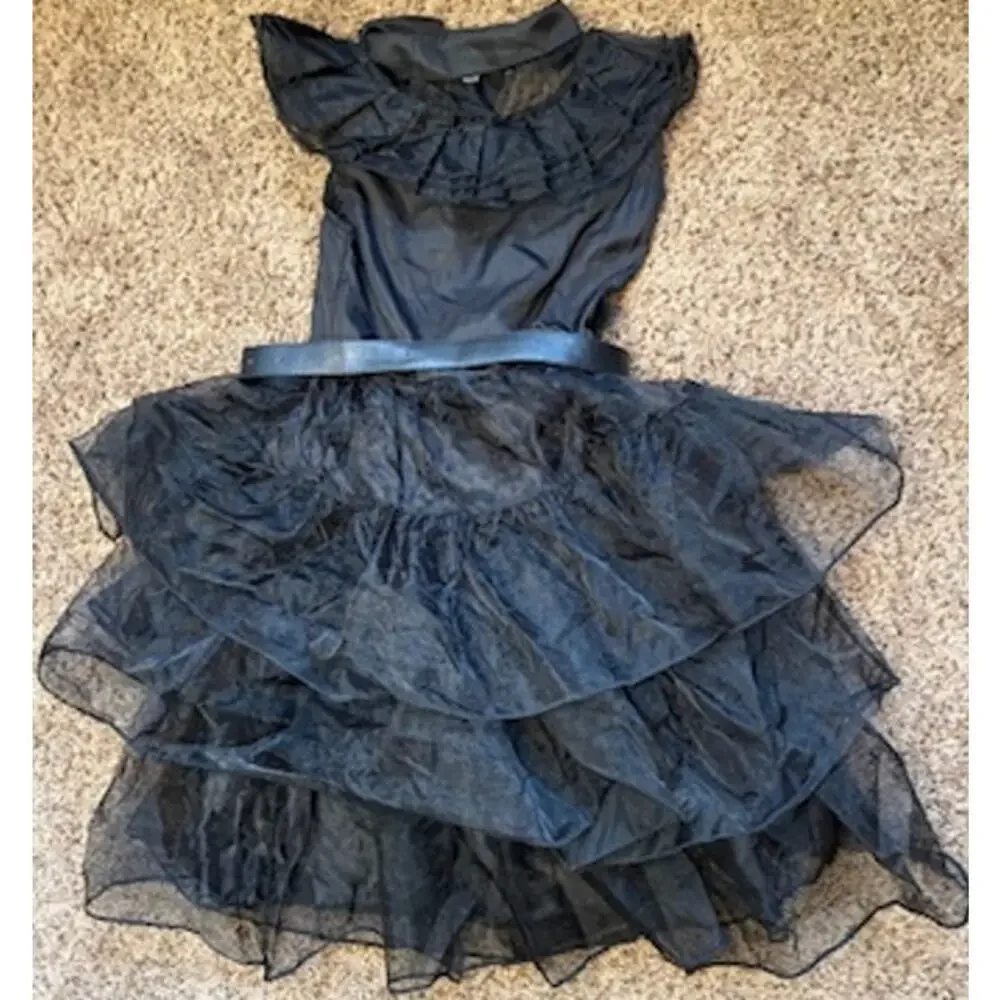 Girls Wednesday Addams Costume Dress Size 130 (Kids 7-8) Unbranded